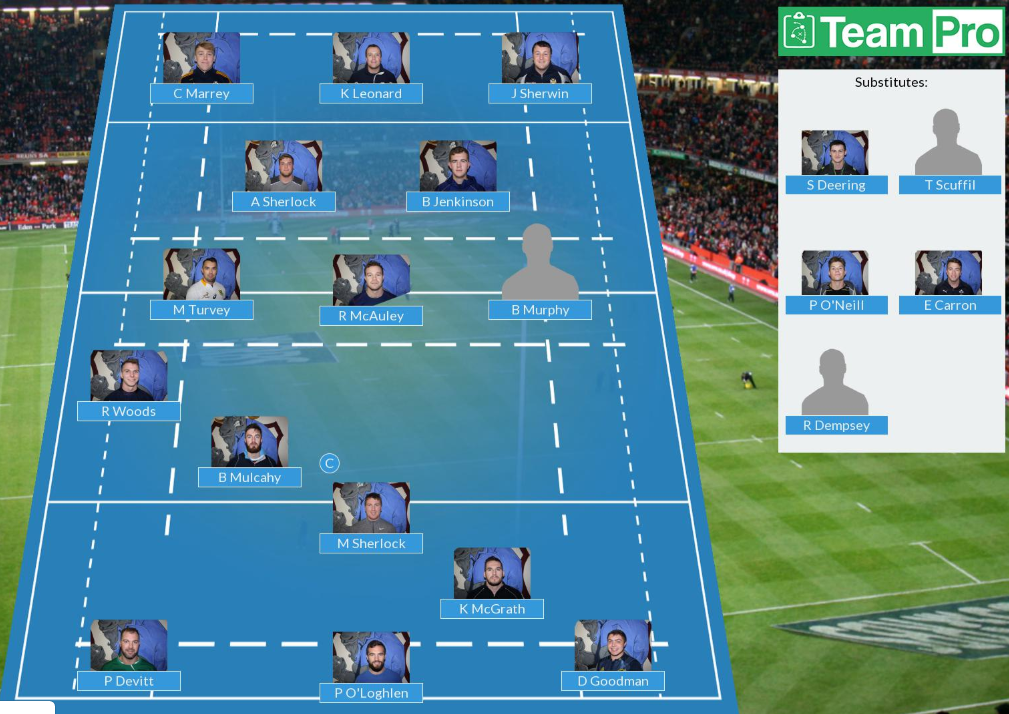 1XV Teamsheet, AIL v Barnhall 5th Oct’18