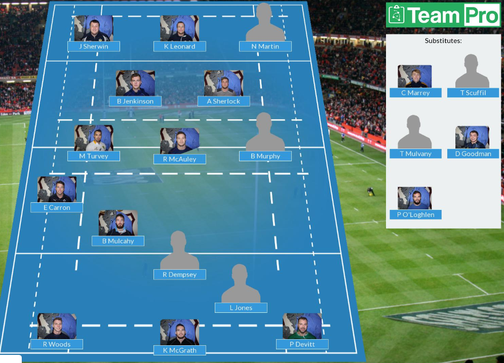 1XV Teamsheet, AIL v Greystones (Home) 26th Oct’18